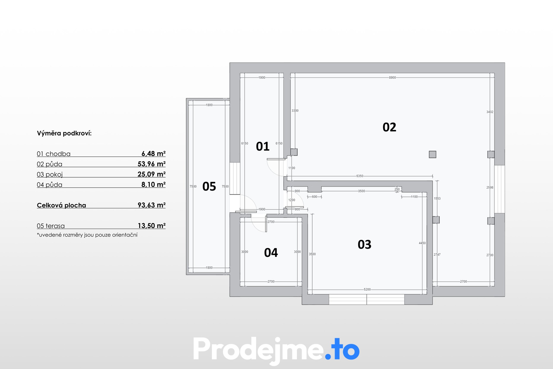 2D půdorys - podkroví